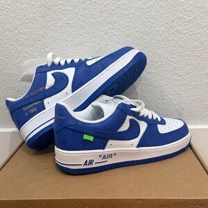 Blue and White Sneakers with Logo
